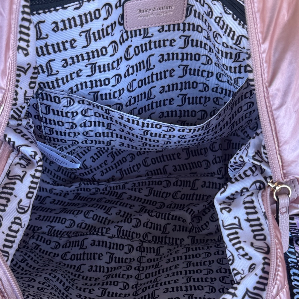 Juicy Couture Metallic Rose Quilted Tote Bag Snow Bunny Weekender Bag Luggage Lg - Picture 10 of 14